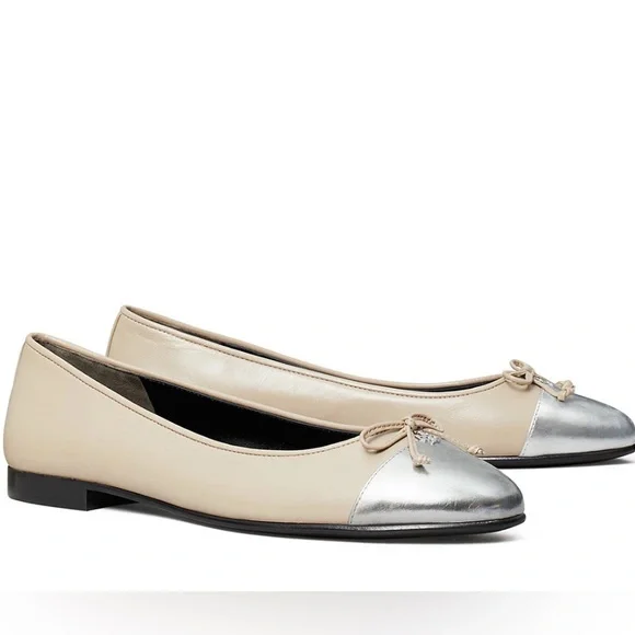 Tory Burch Cap Toe Ballet Flats - WORN ONCE Size 9 - Picture 4 of 9